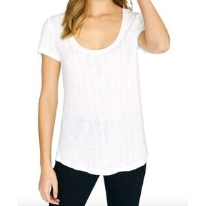 Sanctuary Women's Ruby Scoop Solid Ribbed White Tee Blouse Size Small